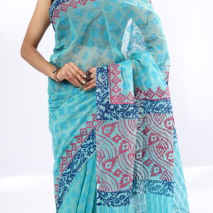 wood block silk saree